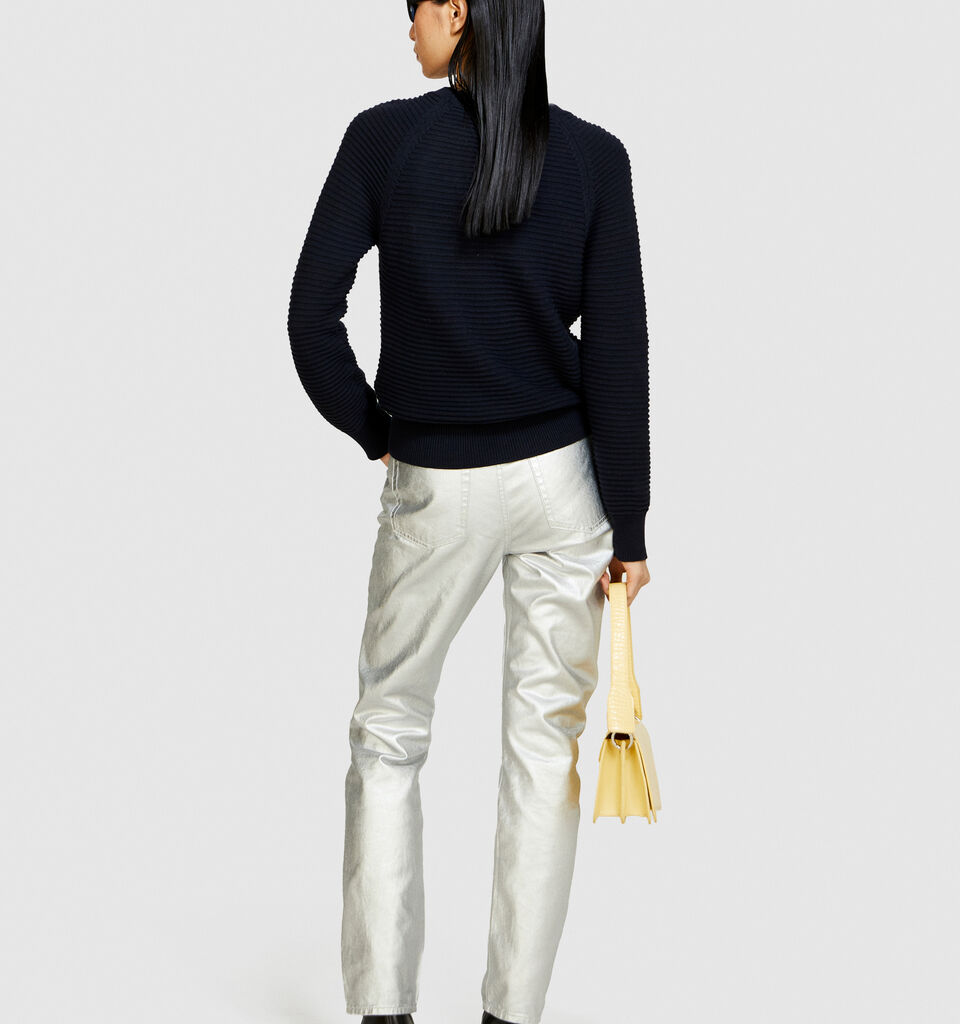 Solid colored sweater - women's crew neck sweaters - Dark Blue | Sisley image number 3